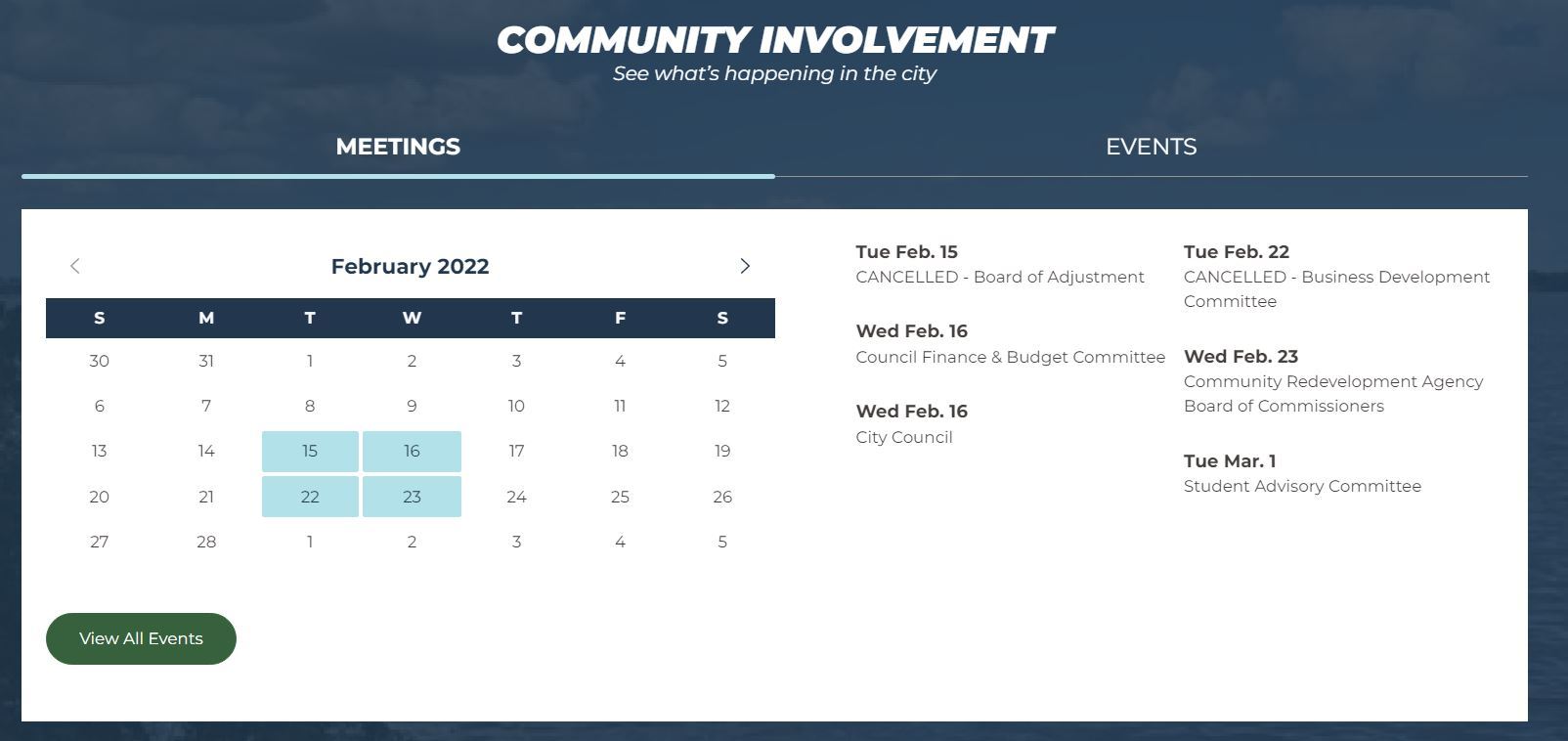 Screenshot of website redesign